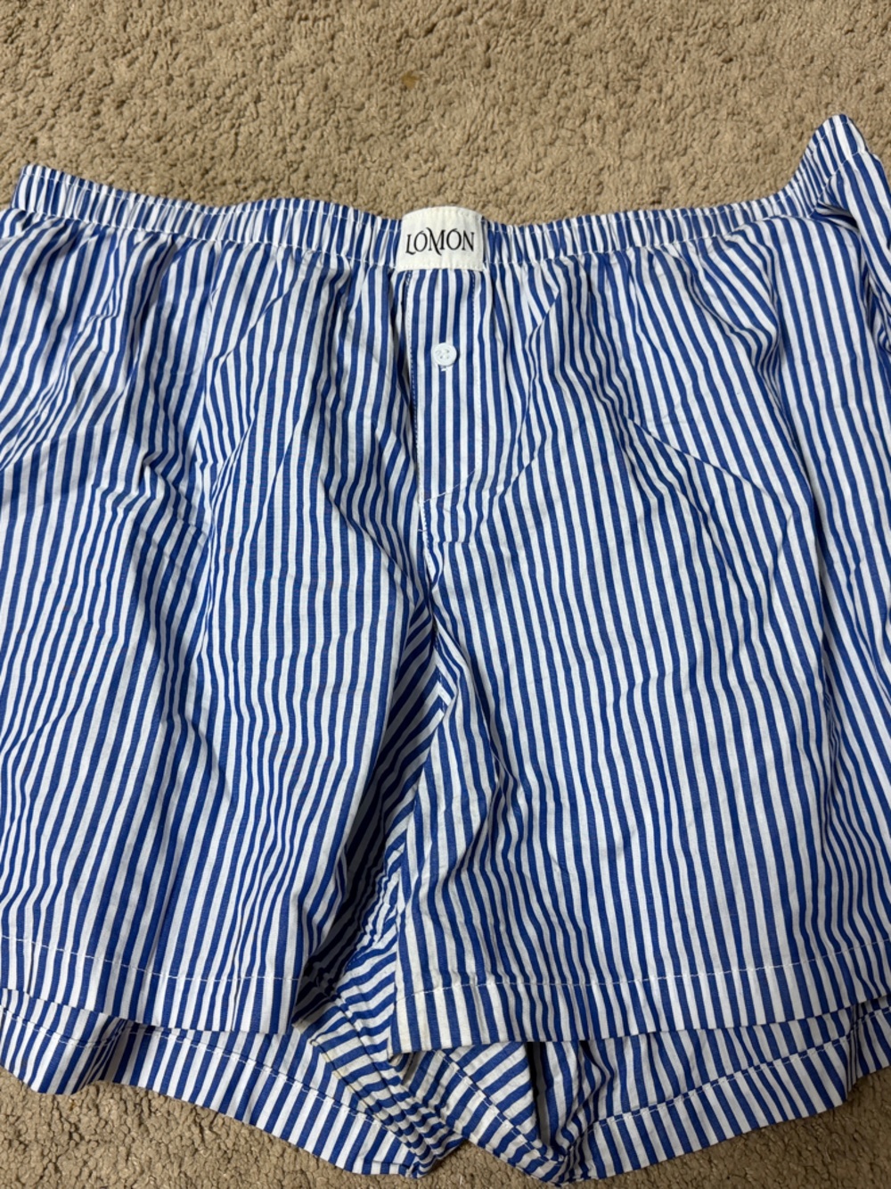 LOMON Blue & White Striped Women’s Boxer Shorts